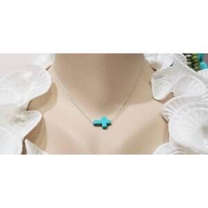 NEW WHITE LABEL women's cross necklace in turquoise